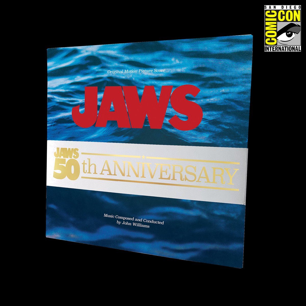 Виниловая пластинка JAWS - 50th Anniversary (Gold SDCC Exclusive Variant) — обложка