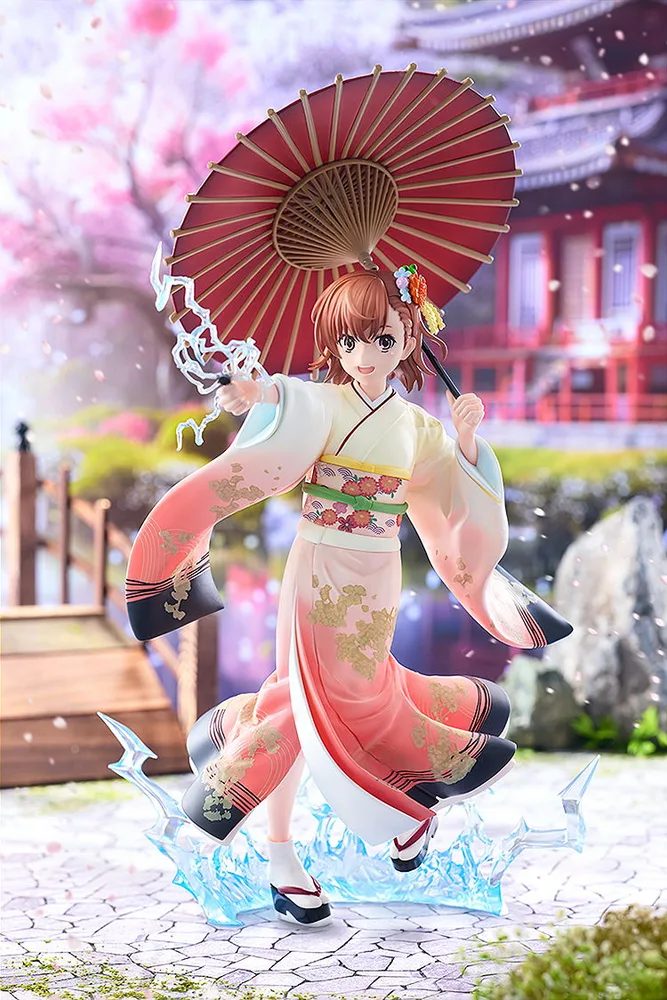 A Certain Scientific Railgun T 1/7 Scale Pre-Painted Figure: Misaka Mikoto Furisode Kimono Ver.