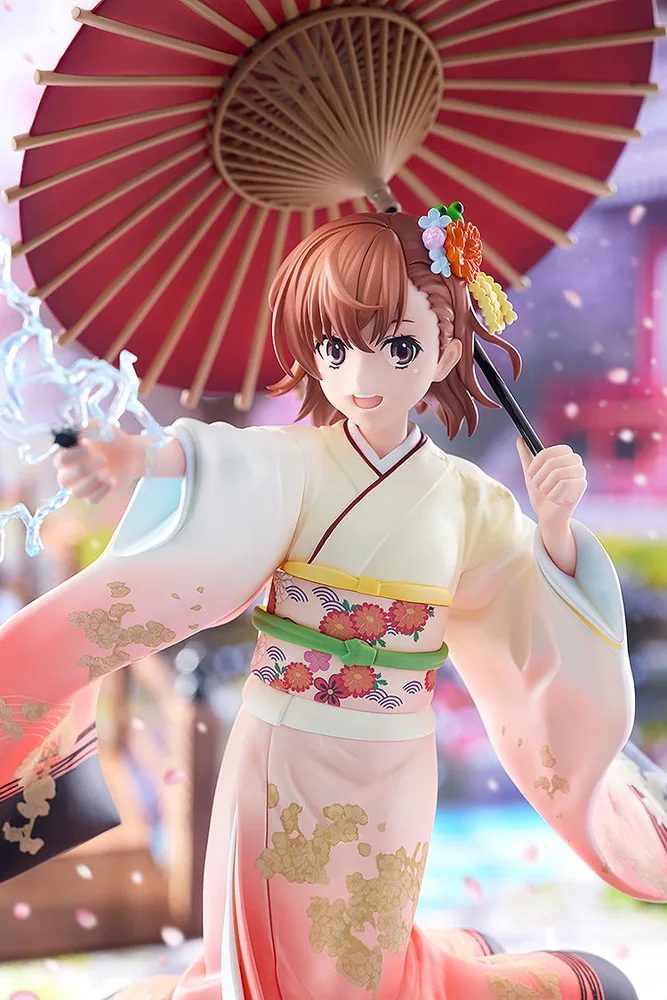 A Certain Scientific Railgun T 1/7 Scale Pre-Painted Figure: Misaka Mikoto Furisode Kimono Ver.