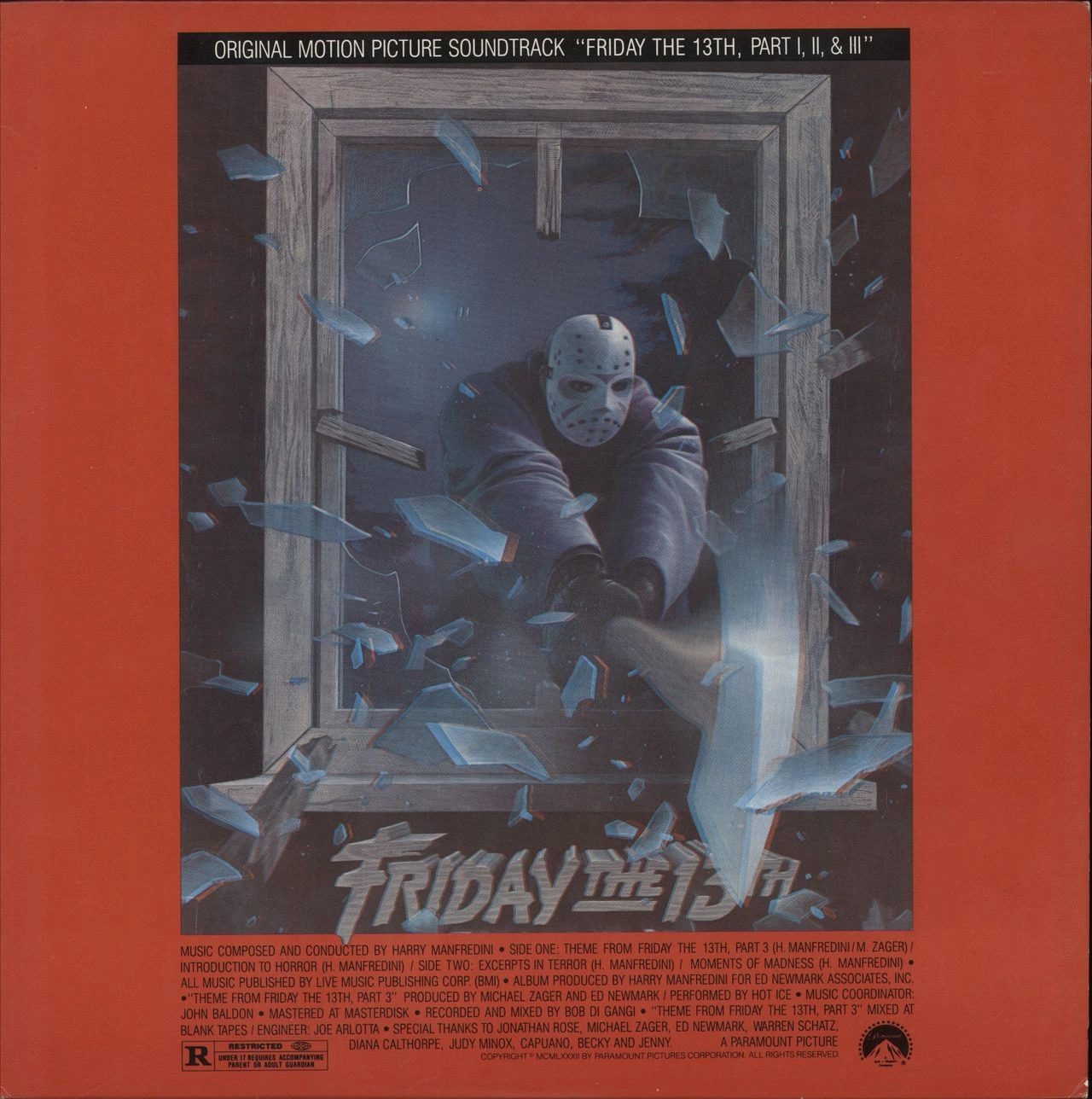 Обложка Friday the 13th, Parts I, II & III — Original Soundtrack (LP) — US 1982