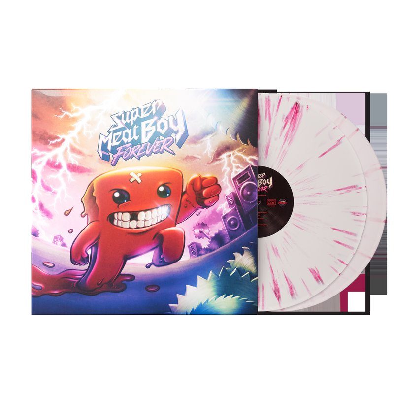 Виниловая пластинка Super Meat Boy Forever (Original Soundtrack) - Ridiculon (Exclusive Red+Pink 2xLP Vinyl Record) — обложка
