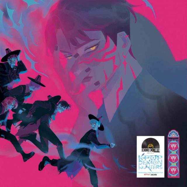 Виниловая пластинка KPop Demon Hunters — Saja Boys Edition — Black, Blue & Purple Splatter Vinyl — обложка